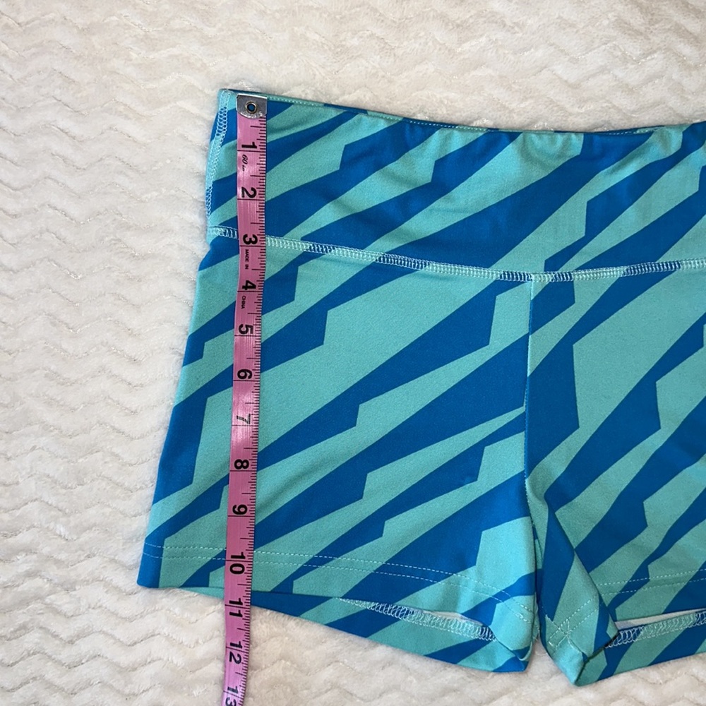 Marika Tek Blue and Teal Stretch Short Athletic Workout Shorts Size Large - Picture 7 of 11